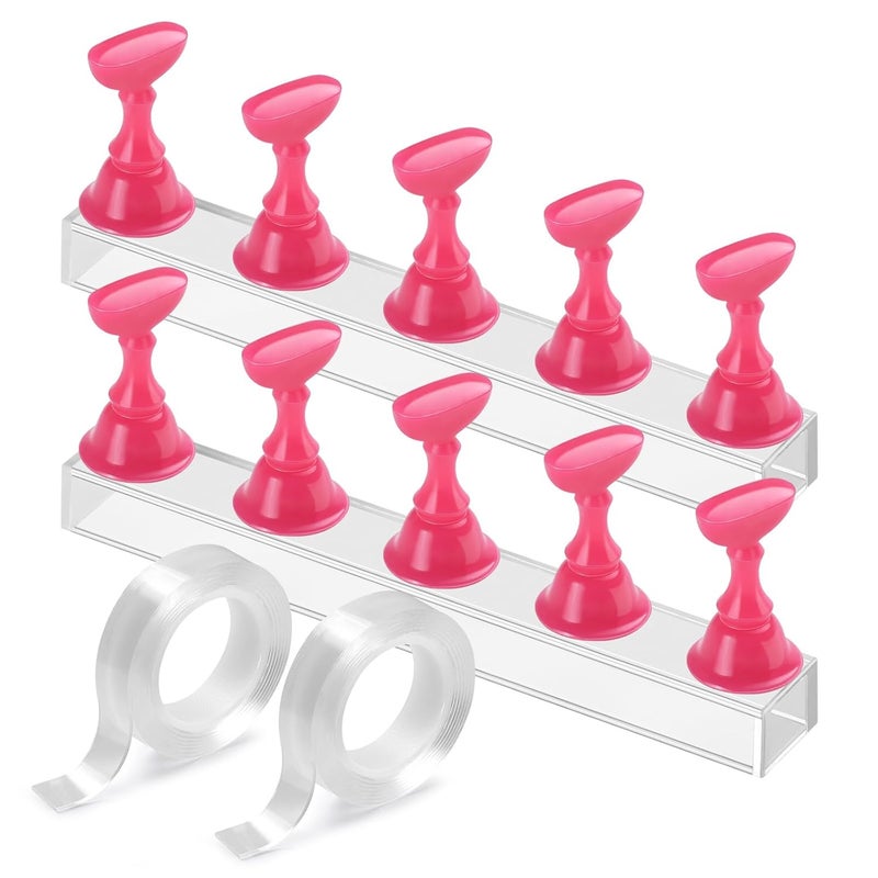 Etercycle Nail Stand Acrylic Nail Art Display Stand Practice Nail Holder for Painting Nails Magnetic Practice Stands with Double-sided Tape For Home DIY Salon Supplies (Rose pink) - Image 1